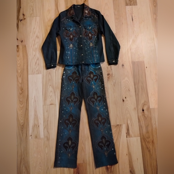 BrazilRoxx glamorous embroidered and beaded denim suit - Picture 3 of 17